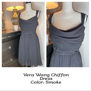 𝅺Wedding Season Ready🌸💕🌺NWT Vera Wang Chiffon Dress (Smoke) Size 14